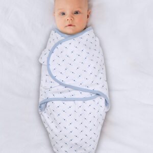 The Peanutshell Baby Swaddle Blankets for Boys or Girls, Blue Dinosaur & Stars, 3 Pack Wrap Set, 2 Sizes (Small/Medium)