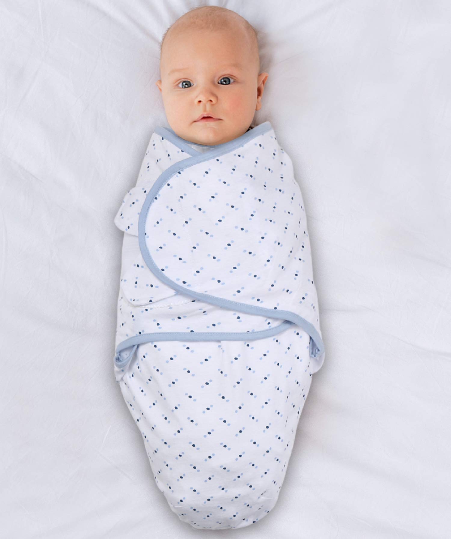 The Peanutshell Baby Swaddle Blankets for Boys or Girls, Blue Dinosaur & Stars, 3 Pack Wrap Set, 2 Sizes (Small/Medium)