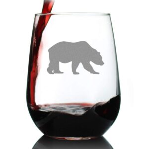 bear stemless wine glass - cabin themed gifts or rustic decor for women and men - engraved silhouette - large