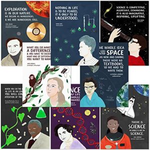 stem scientists and mathematicians inspirational quote 8 poster set. fine art paper, laminated, or framed. multiple sizes available for home, office, or school.