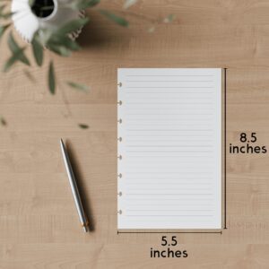 Discbound Half-Letter Size Lined Paper Refill, 250 Sheets (500 Pages), 5.5 in. x 8.5 in., 100 GSM, Junior Size 8 Disc Notebooks