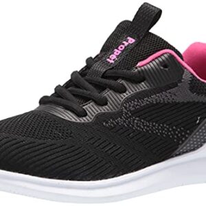 Propét Women's TravelBound Pixel Sneaker, Black/Pink, 10