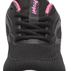 Propét Women's TravelBound Pixel Sneaker, Black/Pink, 10