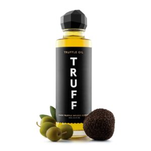 truff black truffle oil - black truffle infused olive oil - gourmet dressing, seasoning, marinade, or drizzle, non-gmo, gluten-free, 5.6 fl.oz