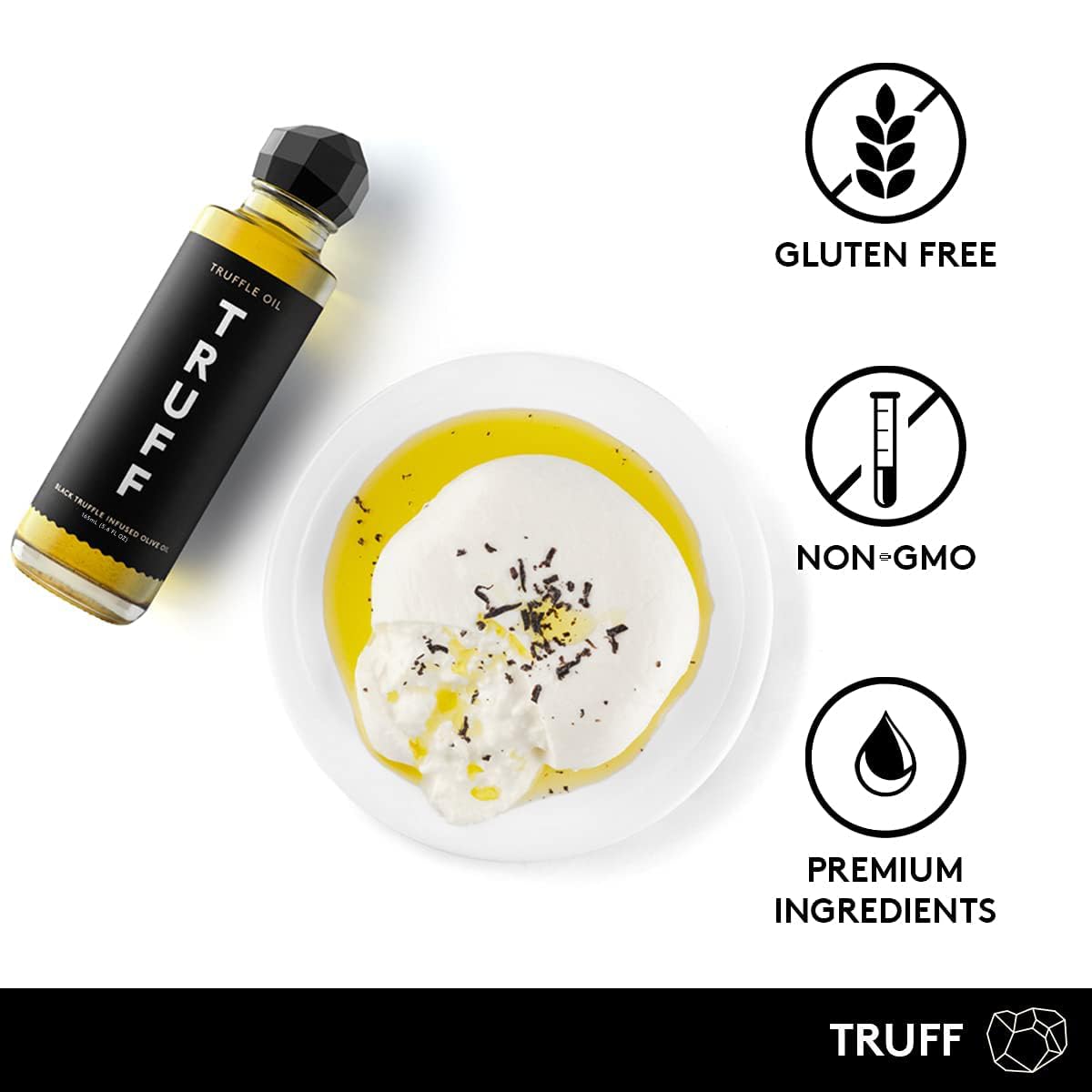 TRUFF Black Truffle Oil - Black Truffle Infused Olive Oil - Gourmet Dressing, Seasoning, Marinade, or Drizzle, Non-GMO, Gluten-Free, 5.6 fl.oz