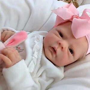 EURORA Reborn Baby Dolls Girl 18 Inch Vinyl Silicone Body, Sweet Girl Reborn Baby Dolls with Clothes and Bottles Gift for Kids Age 3+