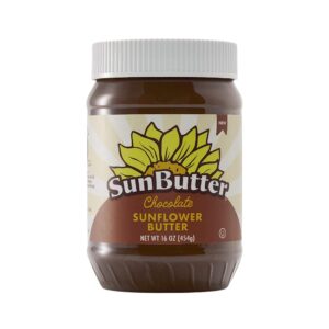 sunbutter® chocolate sunflower seed butter (1 jar | 16 oz) - healthy, low-sugar, protein-packed spread for breakfast, desserts, snacks & more