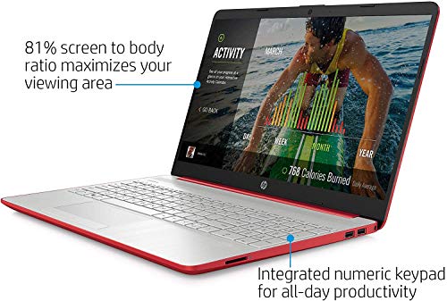 HP Pavilion 15.6" HD Laptop Computer, Intel Pentium Processor, 8GB RAM, 128GB SSD, Webcam, USB-C, HDMI, Ethernet RJ-45, WiFi, Includes 1-Year Microsoft 365, Windows 11 S, Scarlet Red, TiTac Card