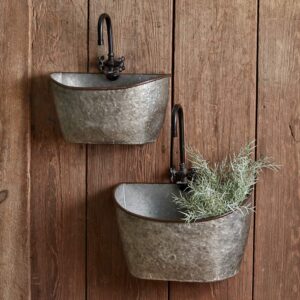 ctw home collection 530390 galvanized washtub wall bins, 17.75-inch height