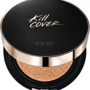 CLIO Kill Cover Fixer Cushion | Makeup Base and Fixer, Long Lasting, Full Coverage with Matte Finish for Sensitive Skin Types (0.53 oz) (4 GINGER)