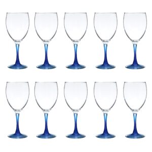 discount promos nuance wine glasses by arc 10.5 oz. set of 10, bulk pack - restaurant glassware, perfect for red wine, white wine, cocktails - blue