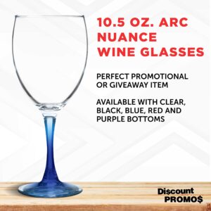 DISCOUNT PROMOS Nuance Wine Glasses by ARC 10.5 oz. Set of 10, Bulk Pack - Restaurant Glassware, Perfect for Red Wine, White Wine, Cocktails - Blue