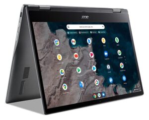 acer chromebook spin 513 convertible laptop | qualcomm snapdragon 7c | 13.3" fhd ips touch corning gorilla glass display | 4gb lpddr4x | 64gb emmc | wifi 5 | backlit kb | chrome os | r841t-s4zg, gray