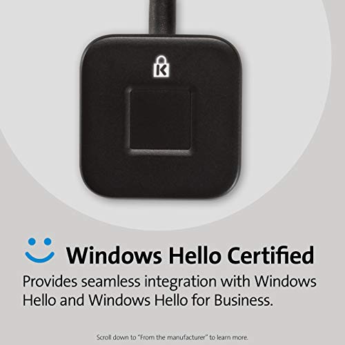 Kensington VeriMark Desktop USB Fingerprint Key Reader - Windows Hello, FIDO U2F, FIDO2 (K62330WW)