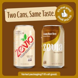 Zevia Zero Calorie Soda, Creamy Root Beer, 12 Ounce Cans (Pack of 24)