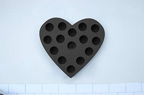 Polar Whale Coffee Pod Wall Mount Hanging Organizer Heart Storage Tray Compatible with Keurig K-Cup for Kitchen Home Office Display Stand Waterproof Washable Black Foam 15 Compartment