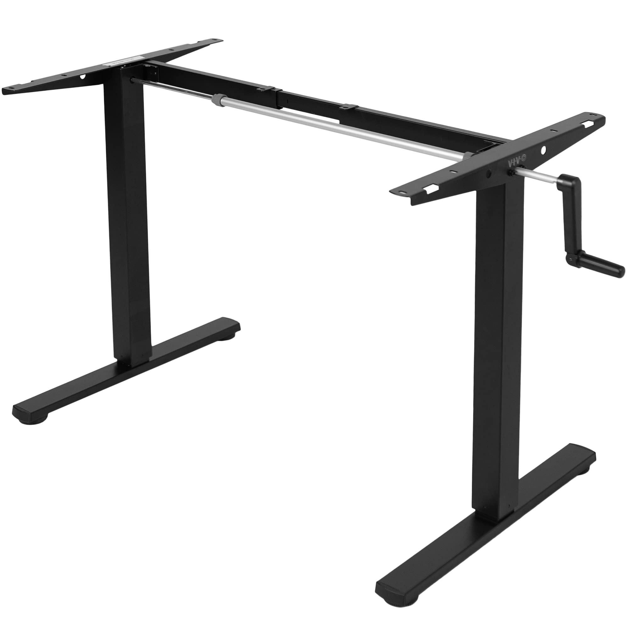 VIVO Compact Hand Crank Stand Up Desk Frame for 33 to 52 inch Table Tops, Ergonomic Standing Height Adjustable Base with Crank Handle, Black, DESK-M051CB