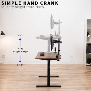 VIVO Compact Hand Crank Stand Up Desk Frame for 33 to 52 inch Table Tops, Ergonomic Standing Height Adjustable Base with Crank Handle, Black, DESK-M051CB