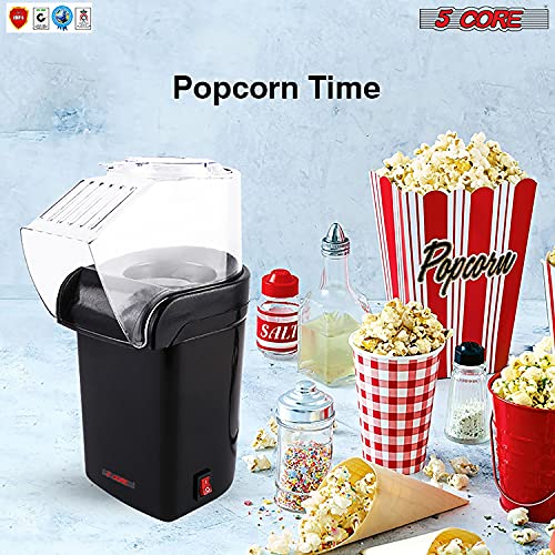 5 Core Hot Air Popcorn Popper 1200W Electric Popcorn Machine Kernel Corn Maker, Bpa Free, 16 Cups, 95% Popping Rate, 3 Minutes Fast, No Oil Healthy Snack for Kids Adults, Home, Party & Gift POP B