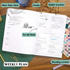 Legend Planner PRO – Deluxe Weekly & Monthly Life Planner to Increase Productivity and Hit Your Goals. Time Management Organizer Notebook – Undated – 7 x 10" Hardcover + Stickers – Dark Teal