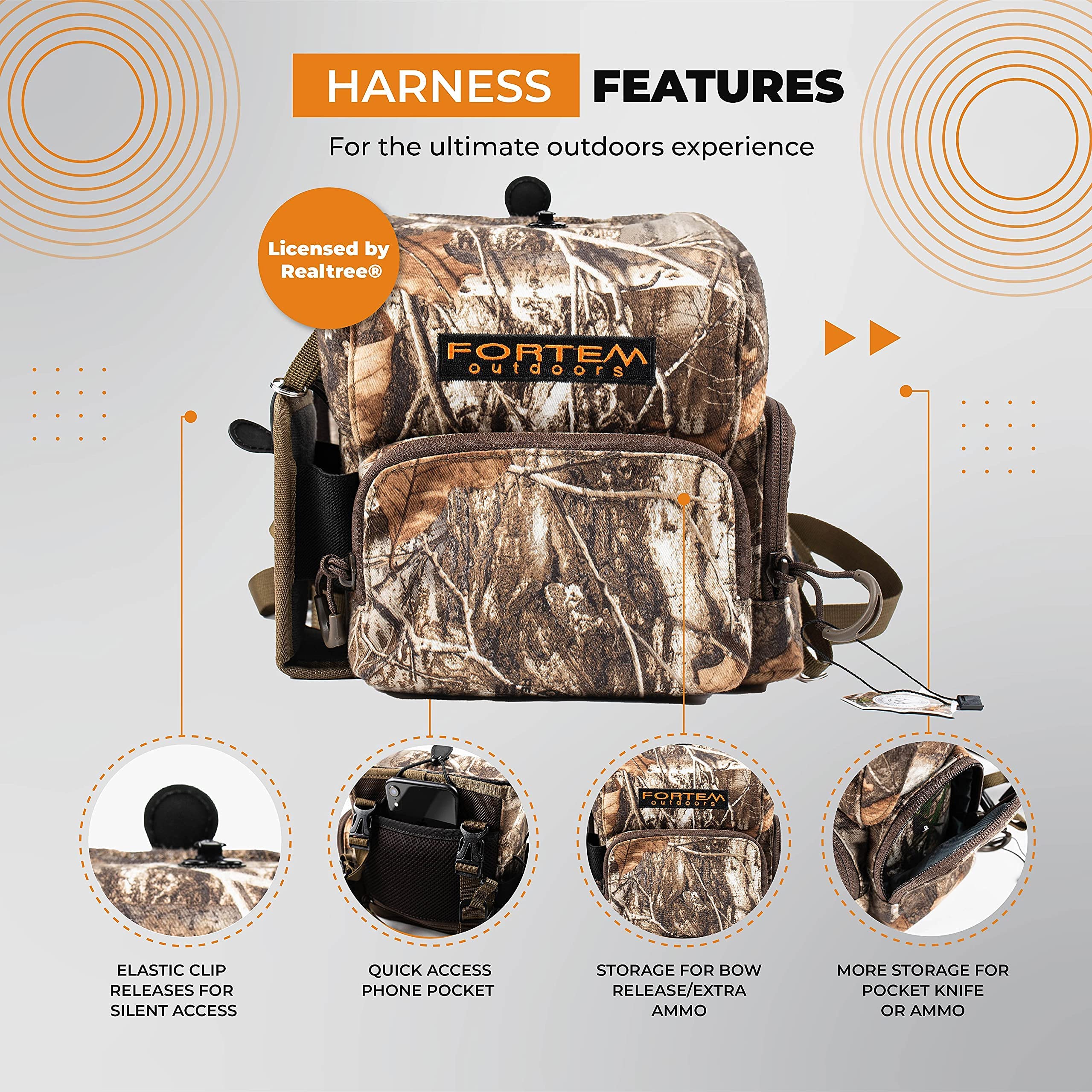 FORTEM OUTDOORS Binocular Harness Chest Pack - Realtree Edge Camo - Premium Hunting Harness & Binocular Case - Hunting Chest Pack, Bino Harness with Rangefinder Pouch, Hunting Chest Rig