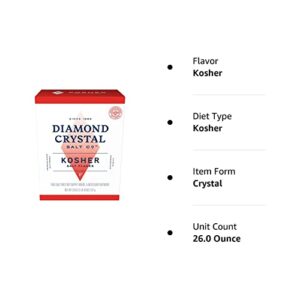 Diamond Crystal Kosher Salt Flakes - Full Flavor, No Additives and Less Sodium - Staple for Professional Chefs and Home Cooks 26 Ounce (New Packaging)