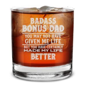 shop4ever stepdad you may not have given me life but you certainly made my life better engraved whiskey glass, father's day gift 11 oz.
