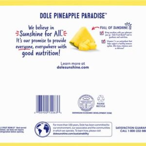 Dole Pineapple Paradise Pineapple Tidbits in a Blend of 100% Fruit Juices Snacks, 4oz 12 Total Cups, Gluten & Dairy Free, Bulk Lunch Snacks for Kids & Adults