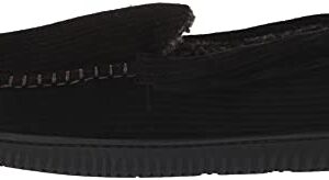 Dearfoams Men's Niles Corduroy Moccasin Slipper, Black, Small