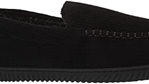 Dearfoams Men's Niles Corduroy Moccasin Slipper, Black, Small