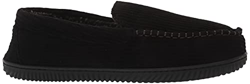 Dearfoams Men's Niles Corduroy Moccasin Slipper, Black, Small