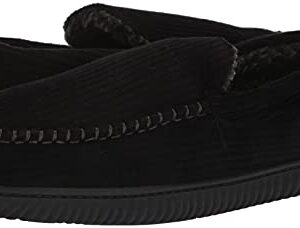 Dearfoams Men's Niles Corduroy Moccasin Slipper, Black, Small