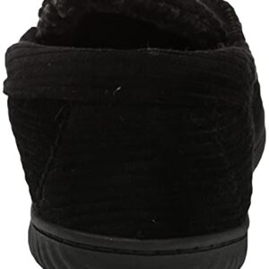 Dearfoams Men's Niles Corduroy Moccasin Slipper, Black, Small