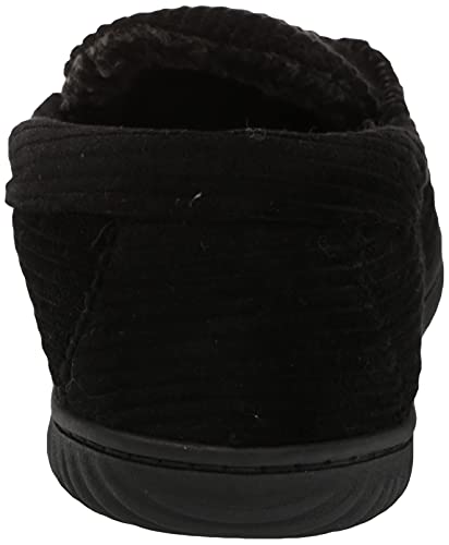 Dearfoams Men's Niles Corduroy Moccasin Slipper, Black, Small