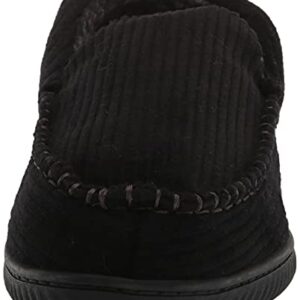 Dearfoams Men's Niles Corduroy Moccasin Slipper, Black, Small