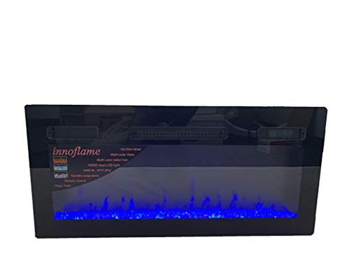 Tiara Innoflame Fireplace Electric 36" Flat Front Crystal Ember Bed w/Remote Control (Black)