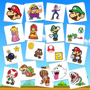 mario party supply temporary tattoos | pack of 34 | made in the usa | skin safe | party supplies & favors | removable