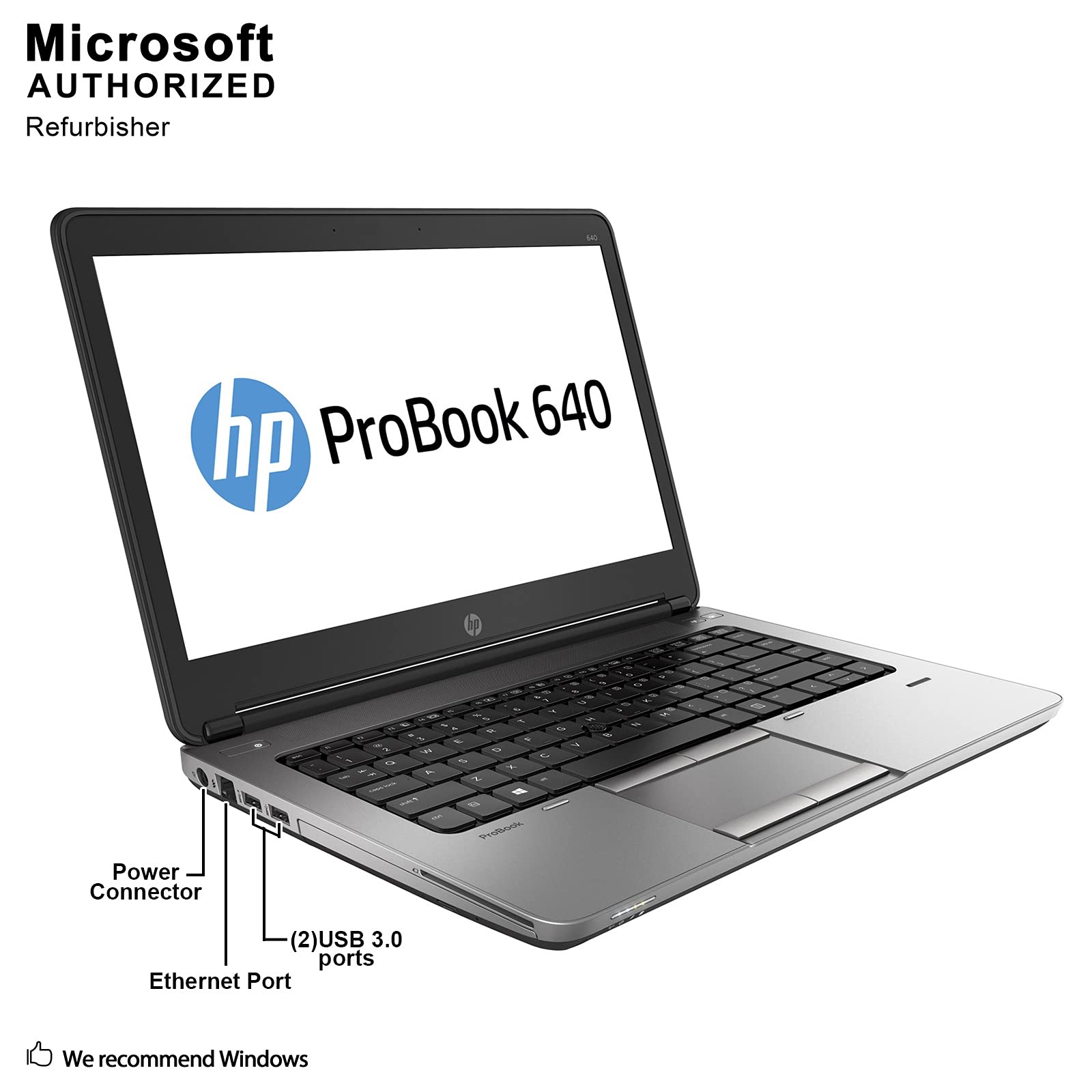 HP ProBook 640 G1 14 Inch Business Laptop PC, Intel Core i5-4210M up to 3.2GHz, 8G DDR3, 256G SSD, DVD, DP, VGA, Windows 10 Pro 64 Bit-Multi-Language Supports English/Spanish/French(Renewed)