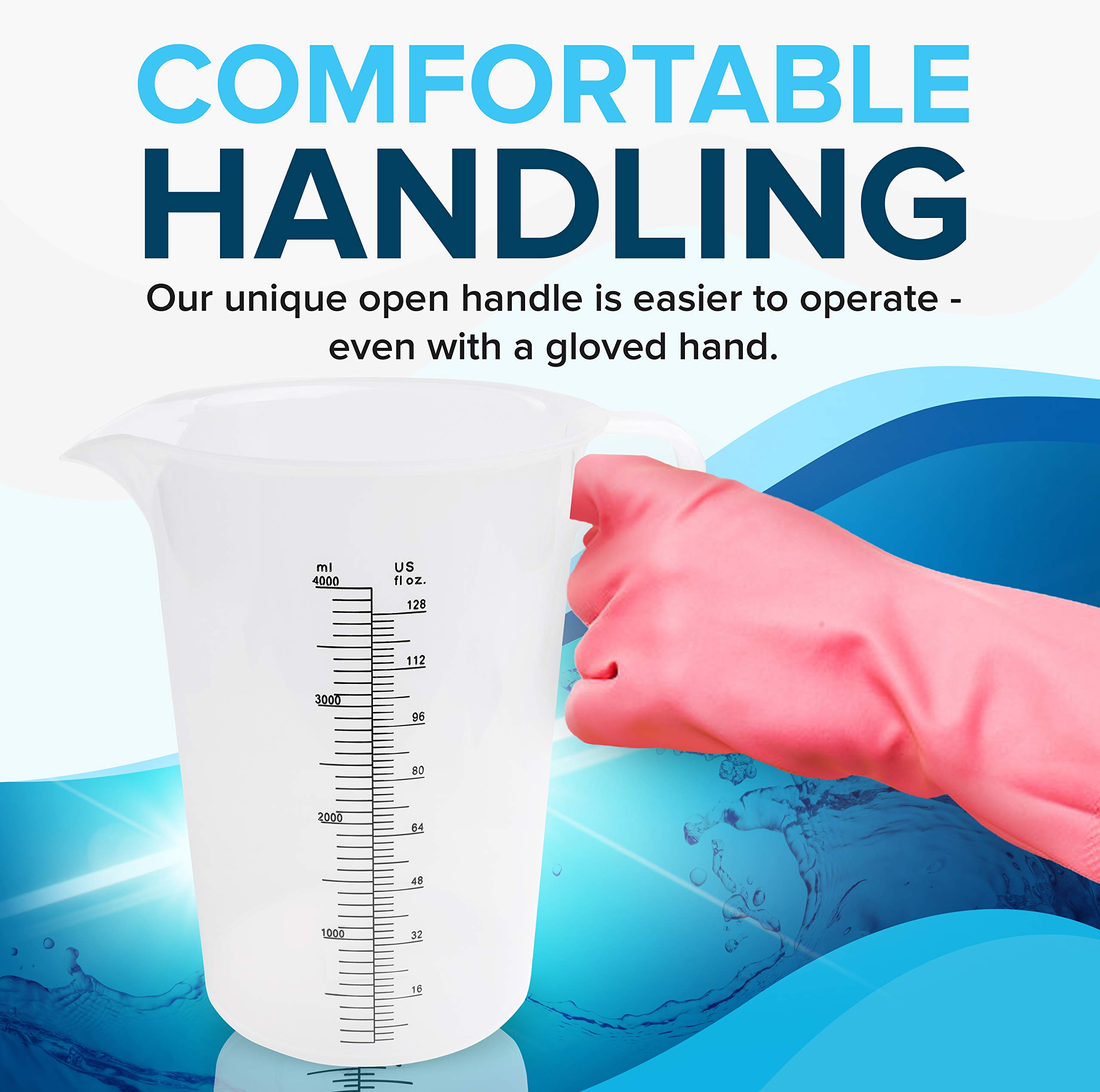 ACCUPOUR 32oz (1 quart) Measuring Pitcher, Plastic, Multipurpose - Great for Chemicals, Oil, Pool and Lawn - Ounce (oz) and Milliliter (mL) Increments (1000 mL)