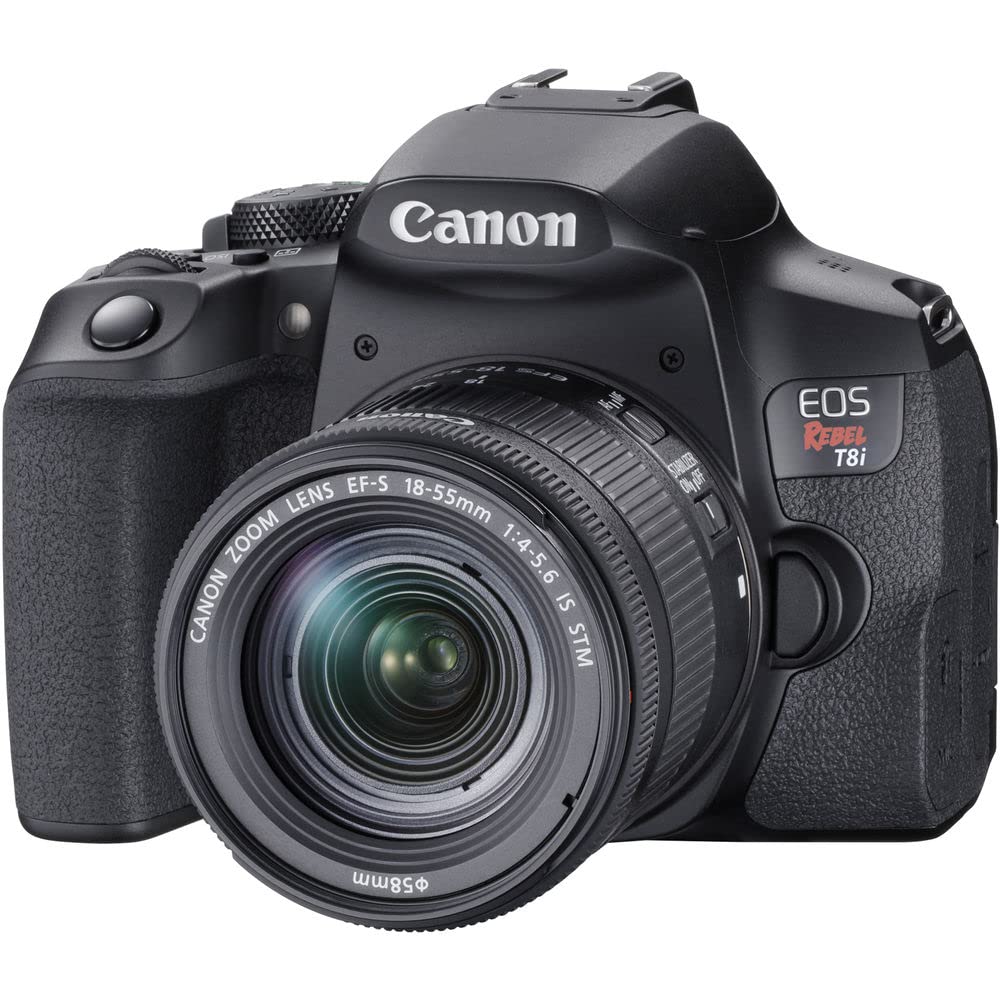 Canon EOS Rebel T8i DSLR Camera with 18-55mm Lens 3924C002 + 64GB Memory Card + Case + Photo Software + 2 x LPE17 Battery + External Charger + Card Reader + LED Light + Filter Kit + More (Renewed)