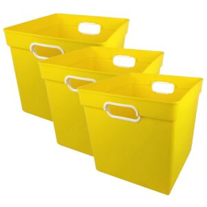 romanoff rom72503-3 plastic cube bin, 11.5 x 11-inch x 10.5-inch, yellow, pack of 3