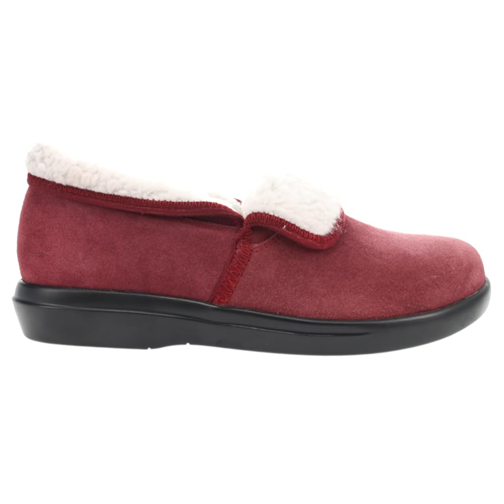 Propét Womens Colbie Slipper, Wine Red, 6 X-Wide US