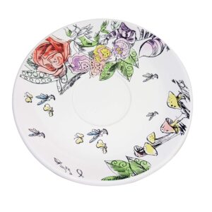 Silver Buffalo Disney Alice in Wonderland Sketch Scene Ceramic Teacup and Saucer Plate, 12 Ounces