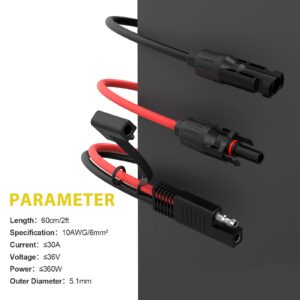 BougeRV Solar Connector to SAE Adapter (Solar to SAE (2 Packs))