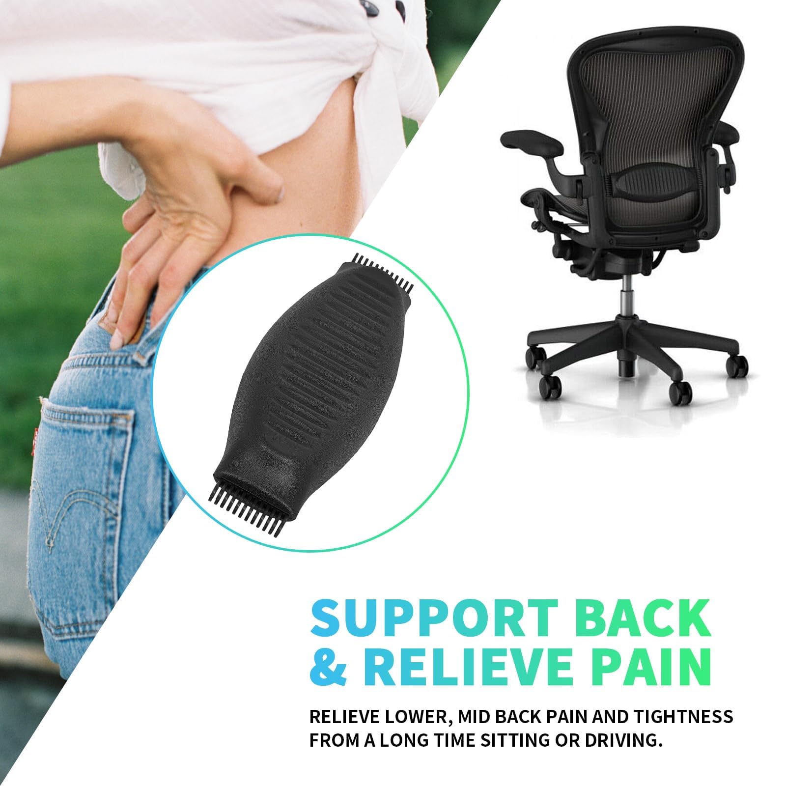 ECOTRIC Lumbar Support Pad Compatible with Herman Miller Classic Aeron Chair Size B, Home Office Seating Support Pad - Graphite/Black