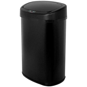 hcb trash can automatic waste bin mute metal garbage can with lid stainless steel 13 gallon 50 liter for kitchen | office | bedroom | bathroom | living room (black)