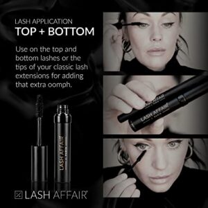 Lash Affair Eyelash Mascara Eyelash Extensions Safe, Black Liquid Lash Extensions Bottom Lash Mascara for False Lashes, Highly Pigmented, Long Lasting, Non-Flakey, Cruelty-Free, 4-Month Supply