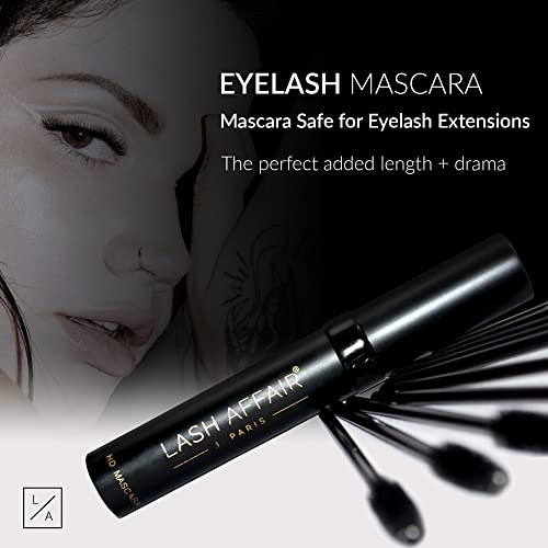 Lash Affair Eyelash Mascara Eyelash Extensions Safe, Black Liquid Lash Extensions Bottom Lash Mascara for False Lashes, Highly Pigmented, Long Lasting, Non-Flakey, Cruelty-Free, 4-Month Supply