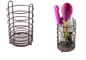 dependable industries inc. essentials kitchen cutlery holder utensil caddy mesh bottom (bronze)