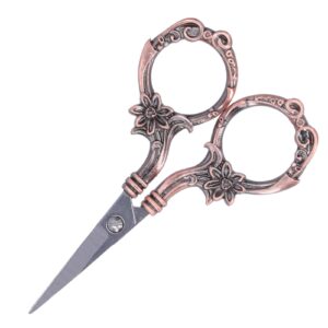 Vintage European Style Scissors, Vintage Flower Scissors DIY European Style Needlework Embroidery Retro Craft Collection For Art Work & Everyday Use(Copper) Bonsai Cutters